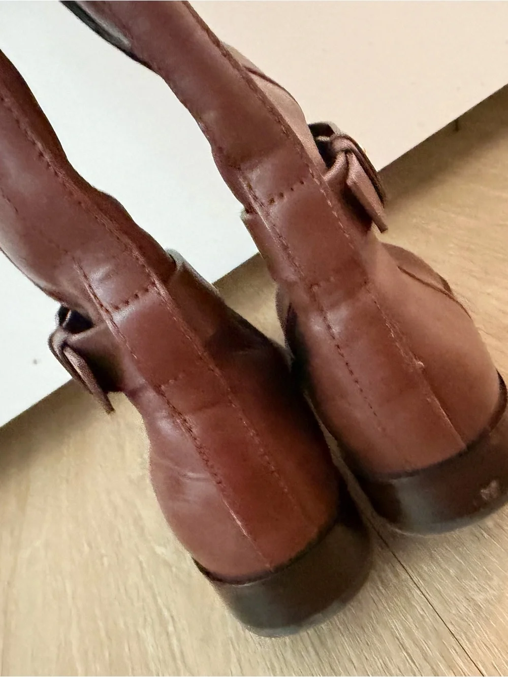 Tory Burch Chestnut Brown Leather Tall Riding Boots with Gold Logo